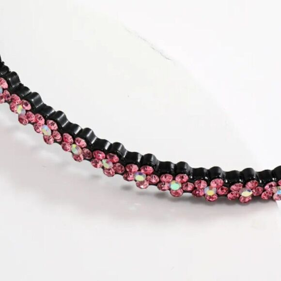 Rhinestone Headband For Women Girls Fashion Crystal Pink Flower Sparkles - Picture 3 of 3